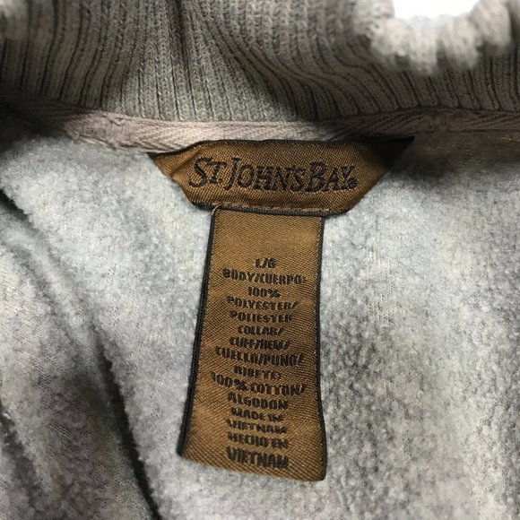 St John's Bay Beige Full Zip Long Sleeve Fleece Sweater Jacket Mens Large - Picture 4 of 4